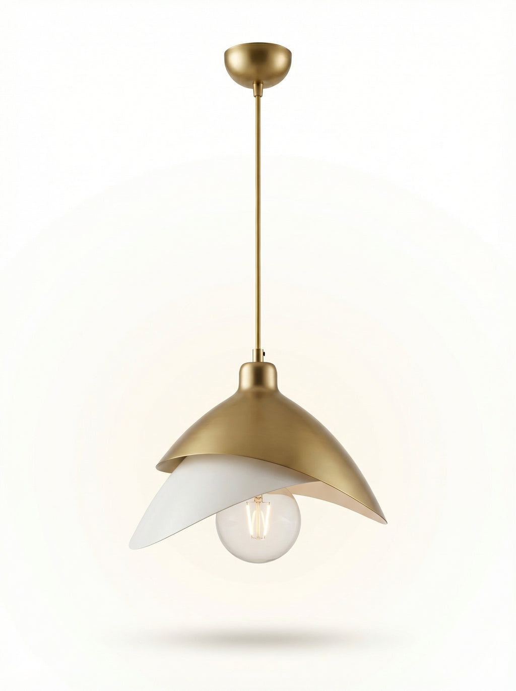 Arvia Tekli Sarkıt Avize – Eskitme Gold & Beyaz Metal, Modern Dekoratif Aydınlatma