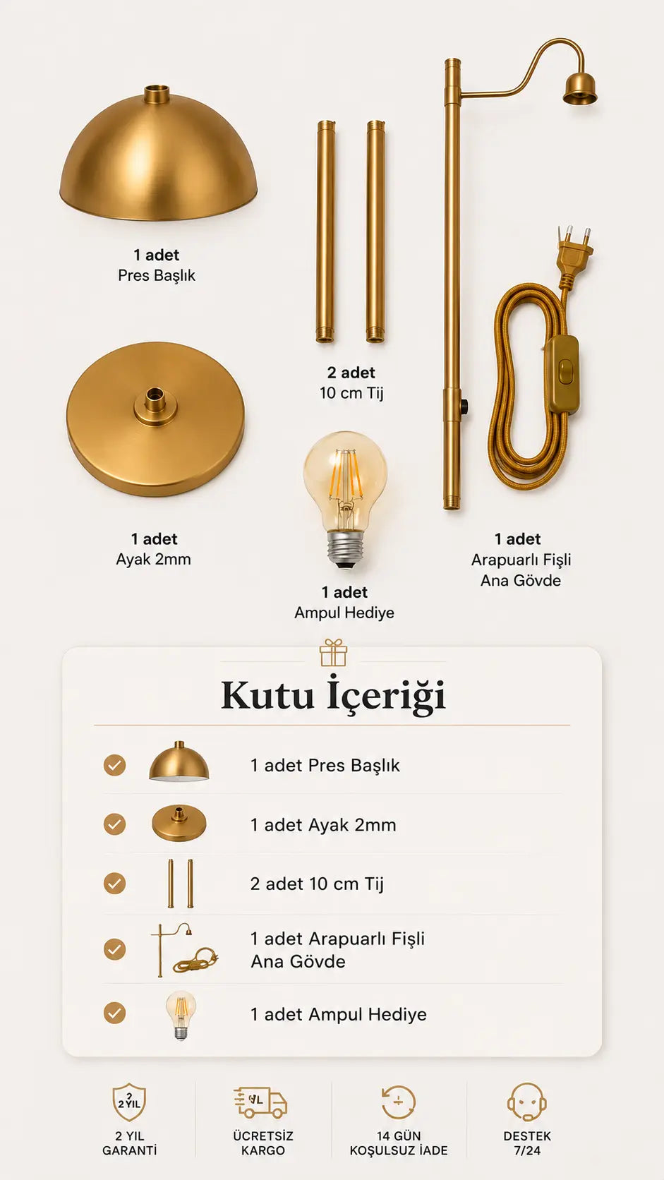 Glorea Gold Metal Lambader