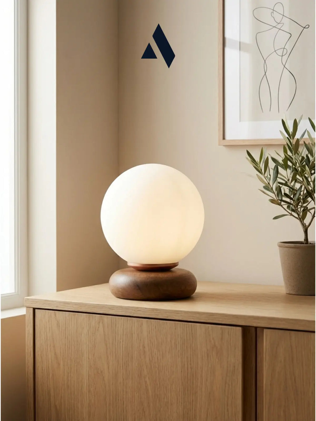 Orbina Soft Masa Lambası – Ahşap Tabanlı Opal Cam Dekoratif Masa Lambası